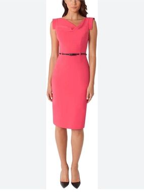 Black Halo Jackie O Sheath Dress with Slim Black Belt Color Daytripper